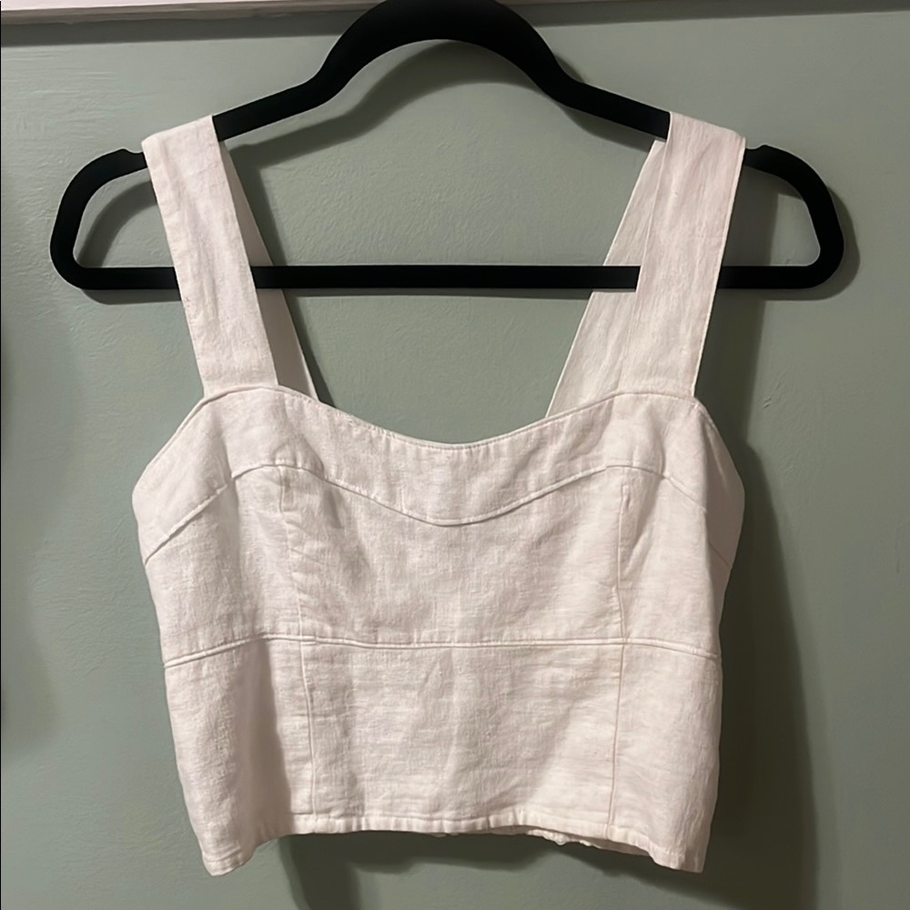 Abercrombie & Fitch White Fitted Crop Tank Top